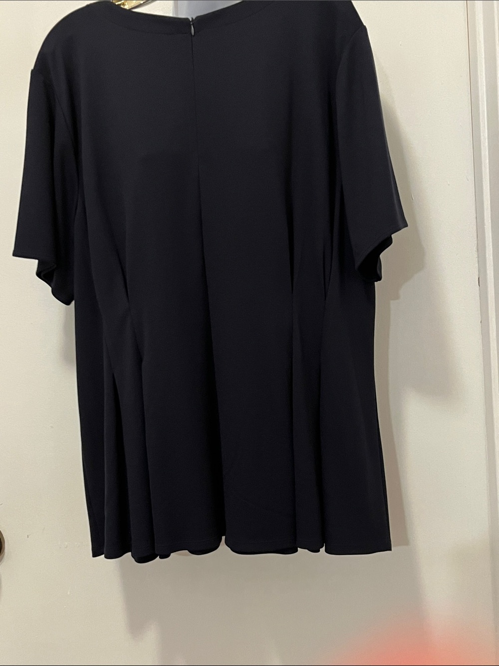 Eileen Fisher Black Short-Sleeve Crewneck Top with Relaxed Drape - Picture 3 of 3